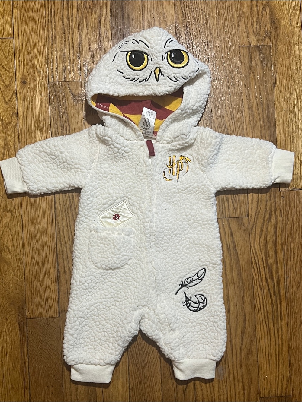 Harry Potter Baby Fleece Hooded Zip Coverall Embroidered Hedwig 3M Halloween